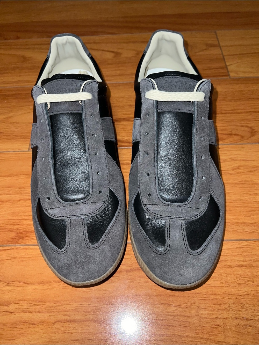 Maison Martin Margiela Gray Suede & Black Leather Sneakers - Picture 2 of 9